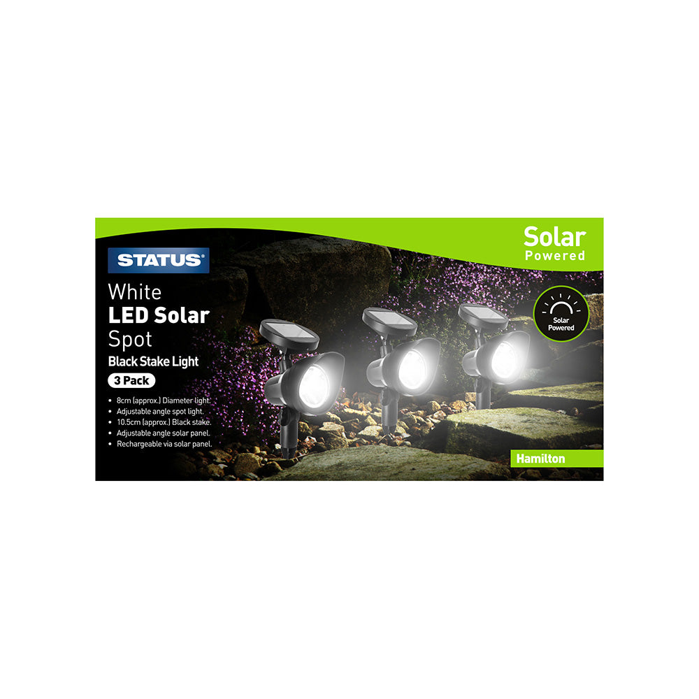 Hamilton - Spot Light - 1 x LED - Solar - Black - Rechargeable Battery Included - 3 pack - glossy colour box