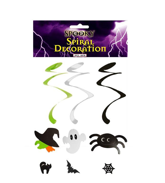 Hanging Halloween Spiral Decorations 46 cm Pack of 3 Assorted Designs