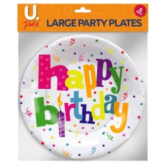 Happy Birthday Large Plates, 6pk