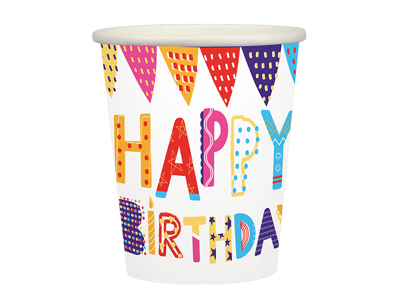 Happy Birthday Paper Cups 10pk
