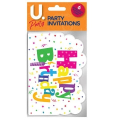 Happy Birthday Party Invitations, 6pk