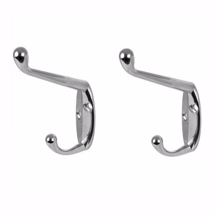 Hat And Coat Hooks Chromed With Screws Pack Of 2 Diy Home