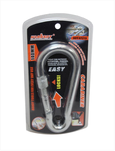 Heavy Duty Chromed Steel Carabiner Camping Fishing Hiking Keychain Hook 140mm