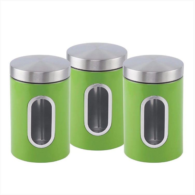 High Quality NEA Set Of 3 Cannisters Green
