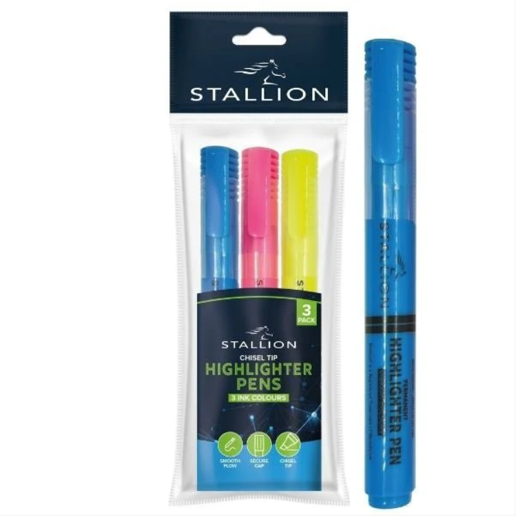 Highlighters, 3pk Assorted