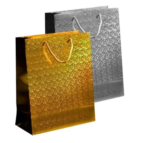 Holographic Bag Large, Gold & Silver, 26x36x10cm