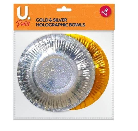 Holographic Bowl Gold & Silver 8pk