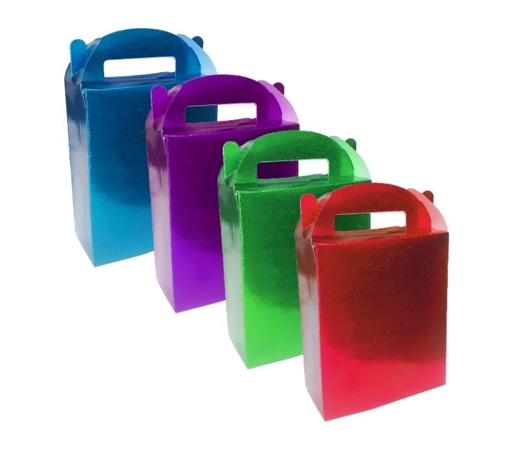 Holographic Gift Box Colourful, 4pk