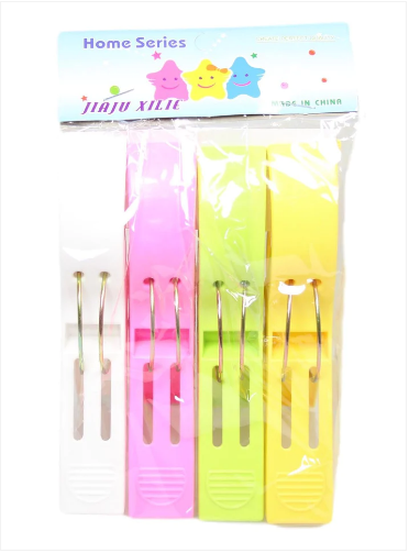 Household Use Jumbo Washing Line Clips Multicolour 4 Pack 15cm
