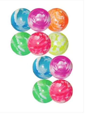 Jet Ball Assorted Colours Big Bouncy Balls x 10 in Jar Kids Fun Jar 6cm