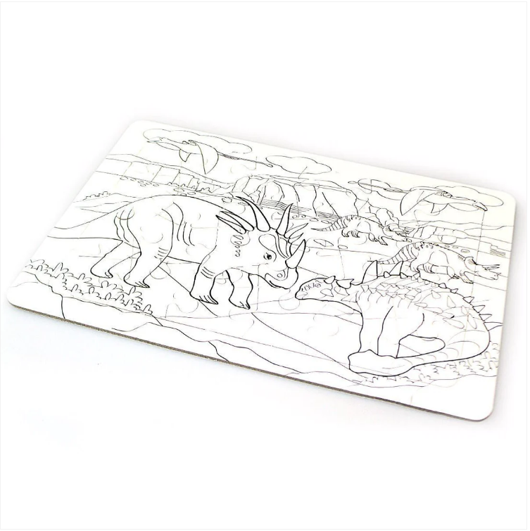 Kids 24 Piece Colour In Dinosaur Jigsaw Puzzle Travel Party Gift Bag