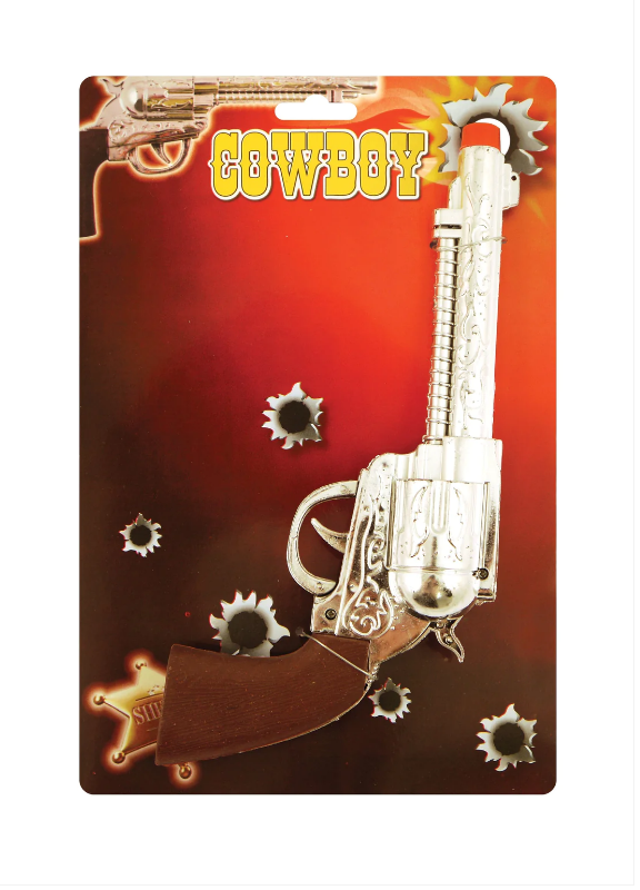 Kids Cowboy Gun Silver Pistol Indoor Play 24cm