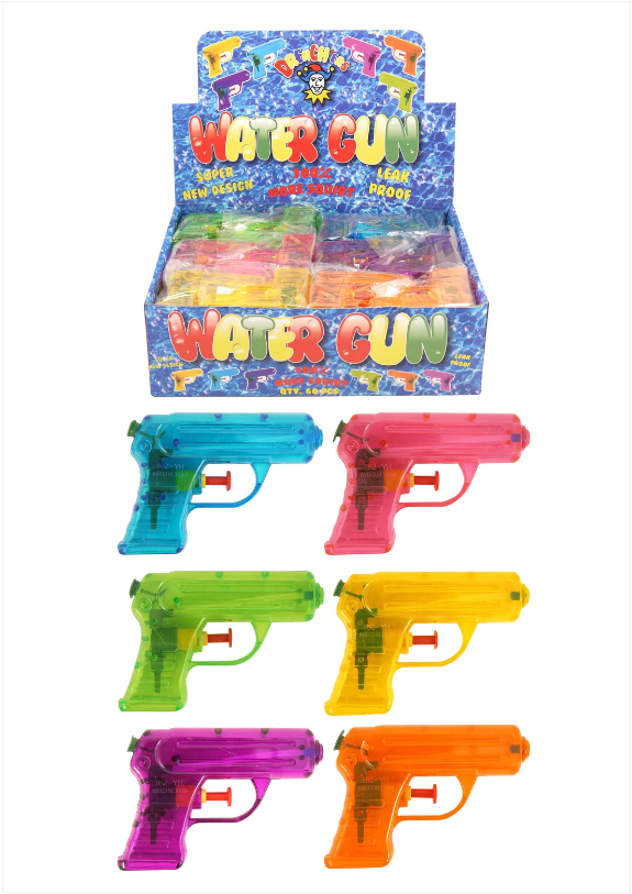 Kids Outdoor Water Gun 6 Assorted Neon Colours 11cm