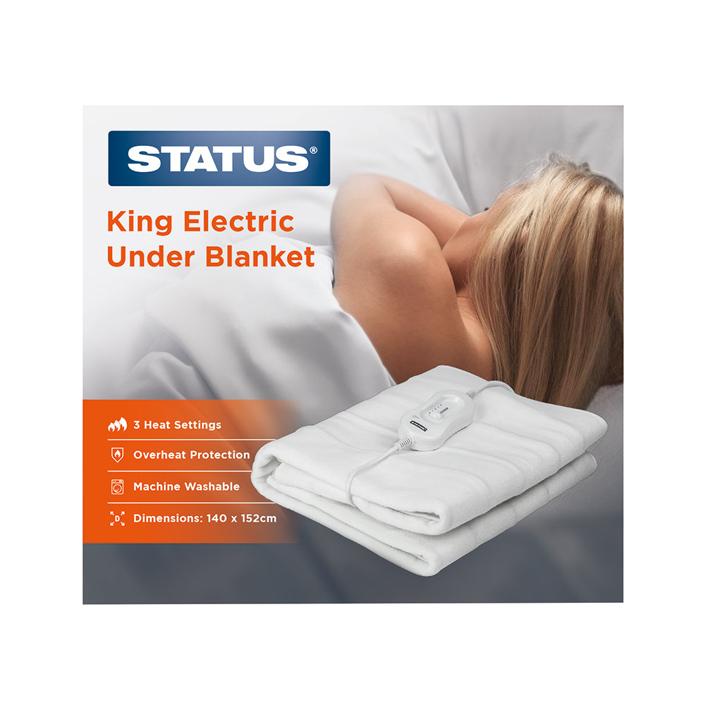 King - Electric Under Blanket - 3 Heat Settings - 1 pk - in Glossy Retail Box - 6pcs per Outer Carton