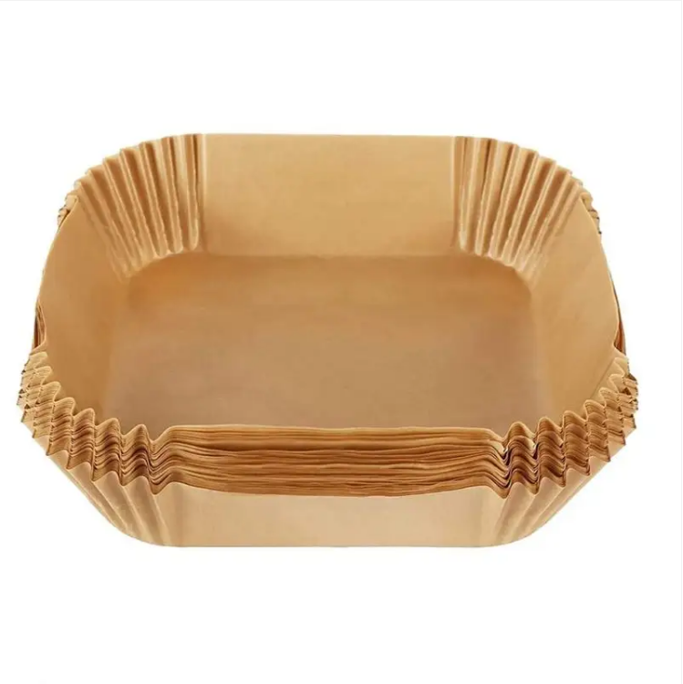 Kitchen Baking Brown Air Fryer Paper Liners Square 160 mm 100pcs