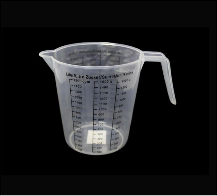 Kitchen Clear Measuring Jug Plastic Black Measurements 1.5 Litre Jug