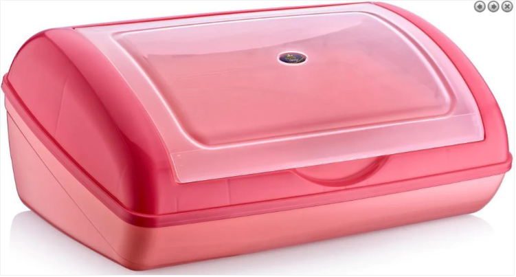 Kitchen Household Use Plastic Bread Bin Clear Pastel Pink 42cm x 14cm