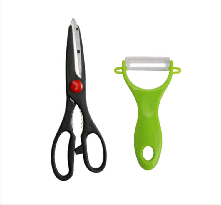 Kitchen Scissors and Vegetable Peeler Set Assorted Colours