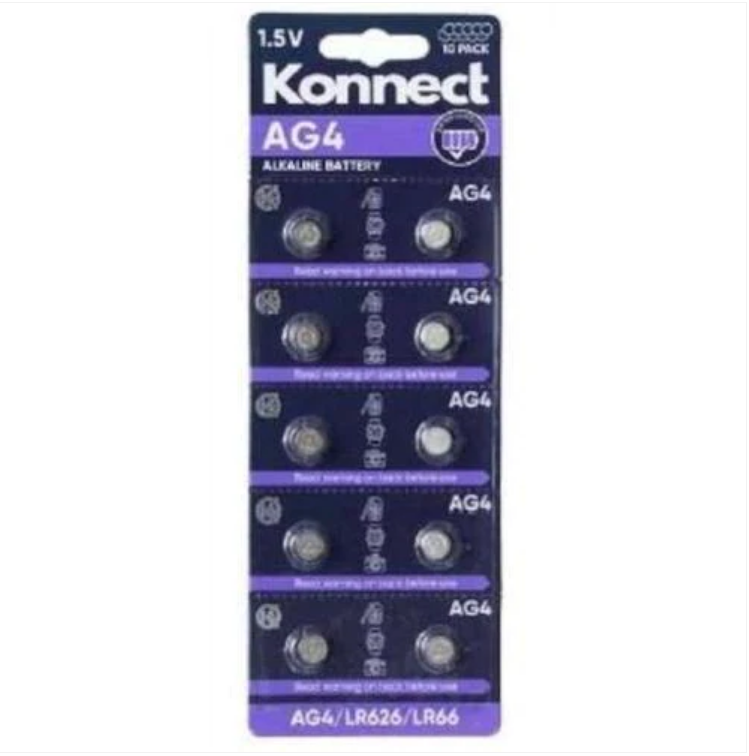 Konnect 10 Pack Alkaline Batteries - 1.5v - AG4 - LR626 - LR66