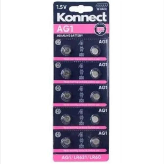 Konnect 10 Pack Alkaline Batteries 1.5v - AG1 - LR621 - LR60