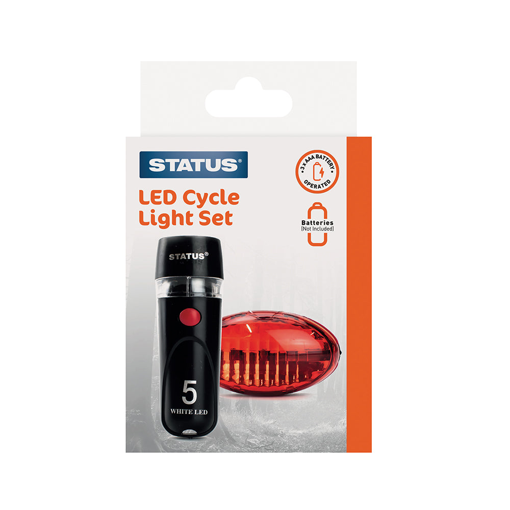 LED - Cycle Lights - 5 White LED Front - 5 Red LED Rear - 6 x AAA batteries (not included) - 1 pk - in a Box