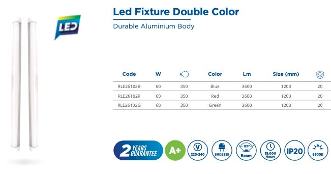 LED FIXTURE DOUBLE COLOR, BLUE, 60W, 185-265V