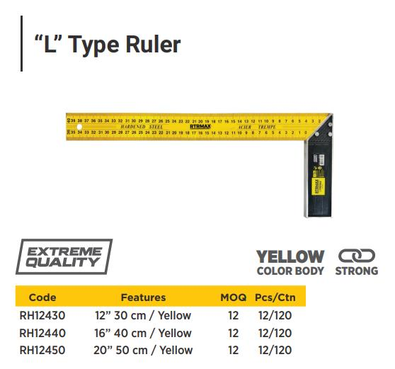 L TYPE RULER YELLOW 20"(50CM)