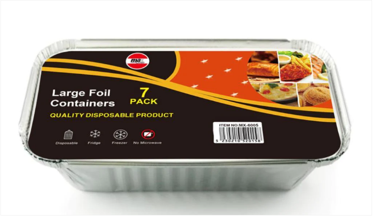 Large Foil Aluminum Containers Party BBQ Food Storage Containers 7 Pack