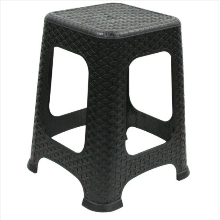 Large Rattan Stool Black