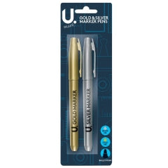 Marker Pens Gold & Silver, 2pk