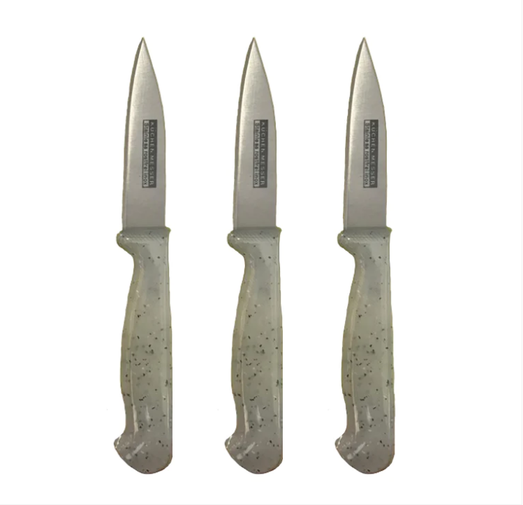 Metal Kitchen Fruit Knife 17 cm Pack of 3 Plastic Handle