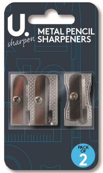 Metal Pencil Sharpeners Pack of 2 11.5 x 6.5 x 1.5cm