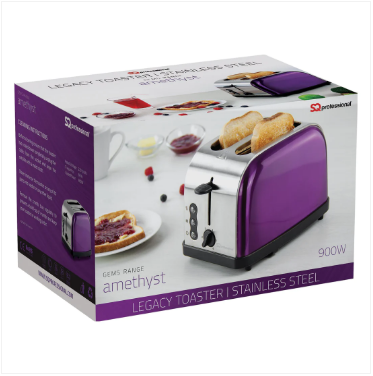 Metallic Legacy Toaster Amethyst Stainless Steel 900W Kitchen Toaster