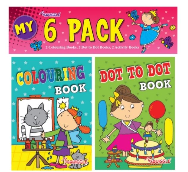 Mini Colouring & Activity Books, 6pk, Girls