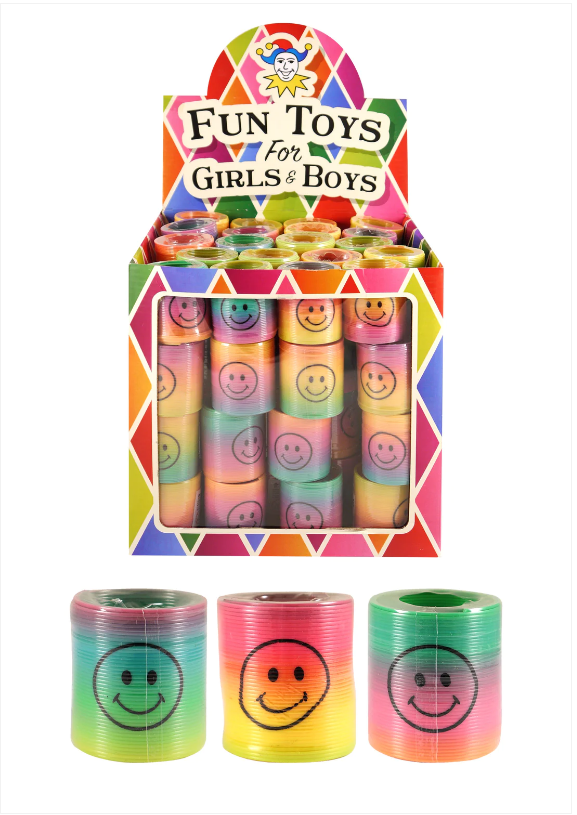 Mini Rainbow Springs with Smiling Faces (4.2cm) 3 Assorted Colours