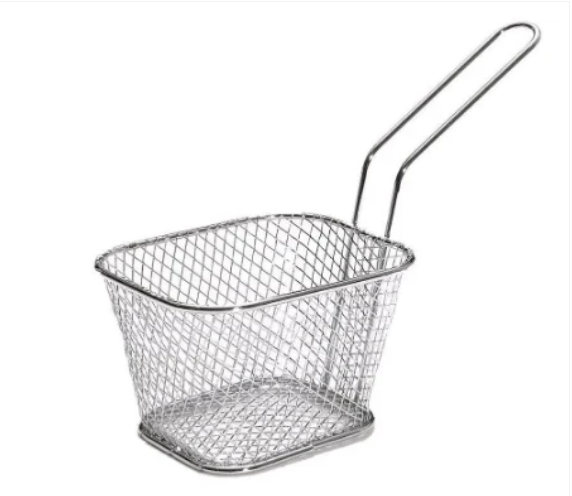 Mini Square Metal French Fries Chips Serving Mesh Basket 10 x 6.5 x 8.5 cm