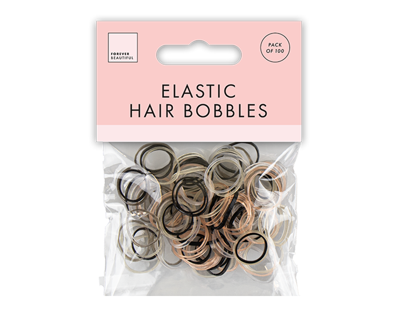 Mixed Round Elastic Hair Bobbles 100pk