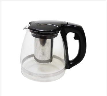 Modern Stylish Glass Teapot Filter Tea Coffee Plastic Handle Capacity 1.1L