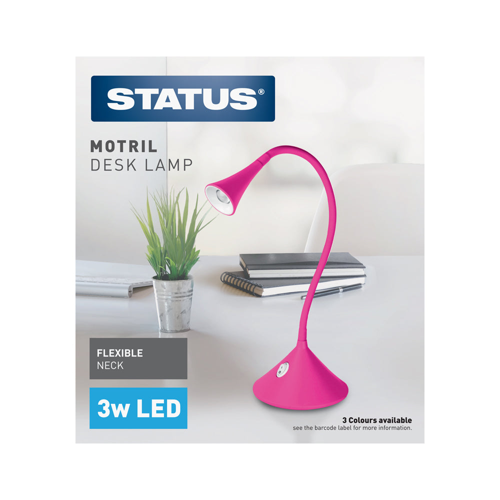 Motril - 3w - Pink - Desk Lamp - Integrated LED - 1 pk - in Glossy Retail Box