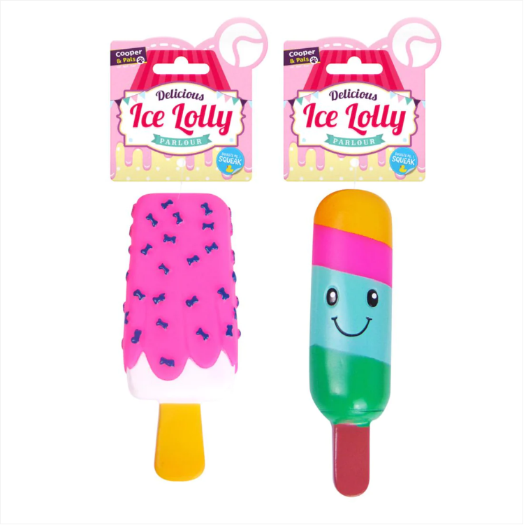 Multicolour Ice Lolly Squeaky Dog Toys Assorted Designs