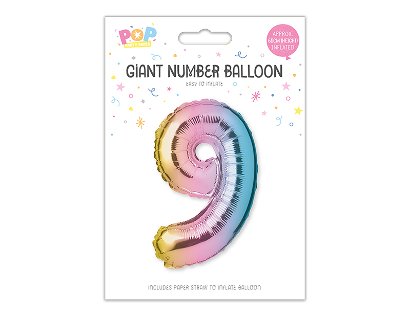 Multicoloured Foil Number Balloon 65cm