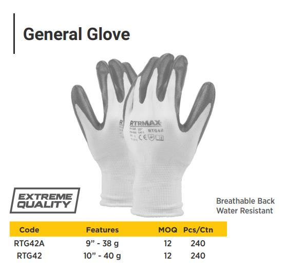 NITRILE COATED GLOVES SIZE 9