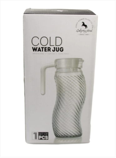 New High Quality G Horse Glass Jug 'S' Shape With Lid 1200ml