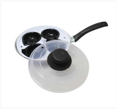 Non Stick Home Kitchen 4 Egg Poacher Pan 20cm With Long Safety Handle Egg Poacher 5.5cm