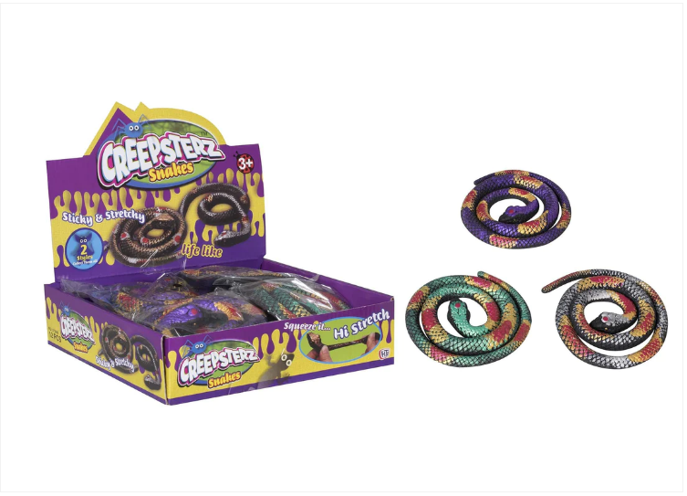 Oily Snake Creepsterz Stretchy Fun Children Silky Oil Snake Assorted Colour Prints