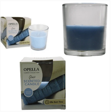 Opella Beautifully Scented Candle In Glass Jar Cotton Breeze Fragrance 6 x 8cm