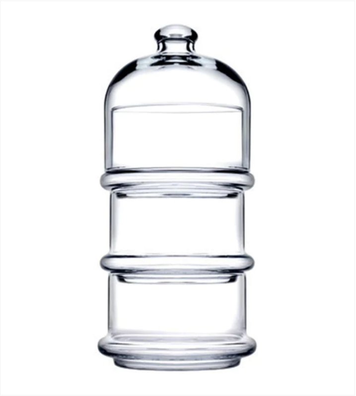 PB Glass Villa Patisserie Serving Bowl with Dome 3 Tier 22 x 8 cm