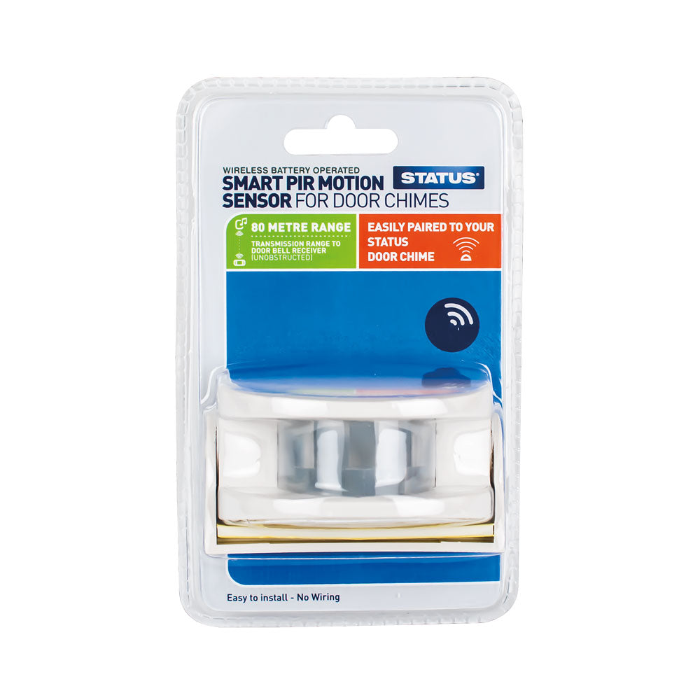 PIR Motion Sensor - Pairs with Door Chime - White - Cable Free - Uses 3 x AAA Batteries (Not Included) 1 pk - in a Clam Shell