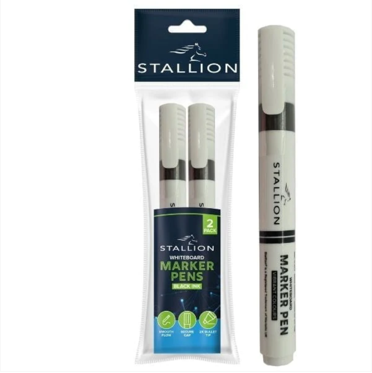 Pack Of 2 Bullet Tip Whiteboard Markers Black Ink