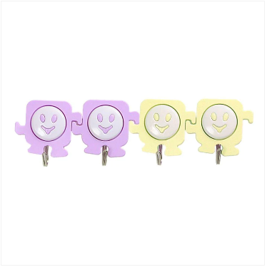 Pack of 4 Multipurpose Adhesive Hooks In Assorted Colours Max Load 3kg